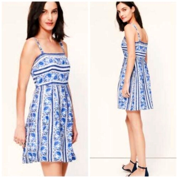 LOFT Dresses & Skirts - Loft Blue & White Pattern Dress